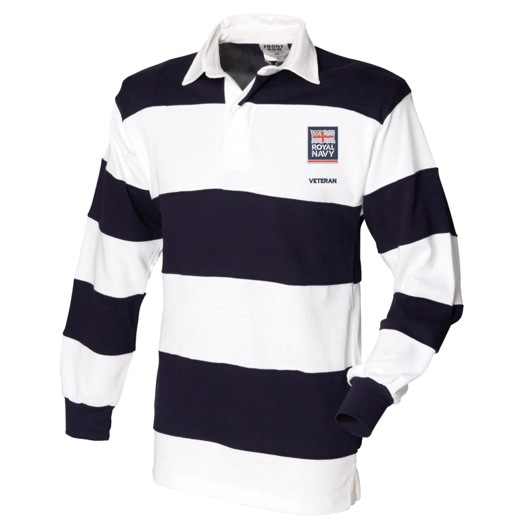 Royal Navy - Armed Forces Veteran Front Row Sewn Stripe Long Sleeve Rugby Shirt - Image 3