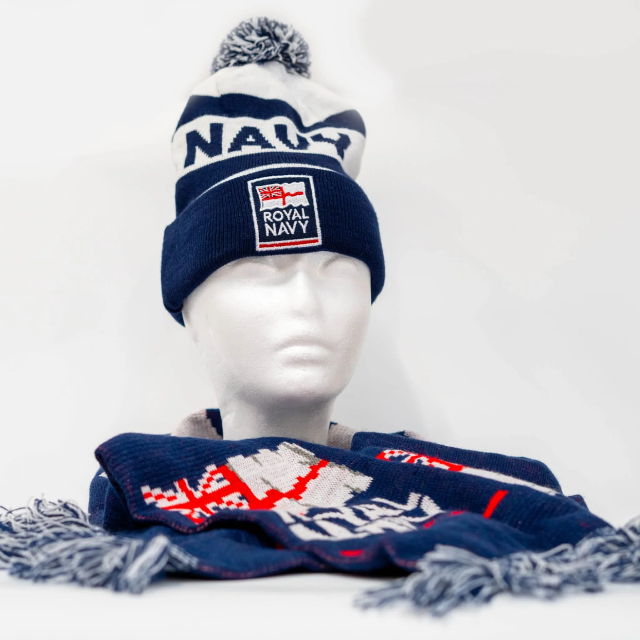 Royal Navy Bobble Hat & Woven Scarf Bundle - Image 3