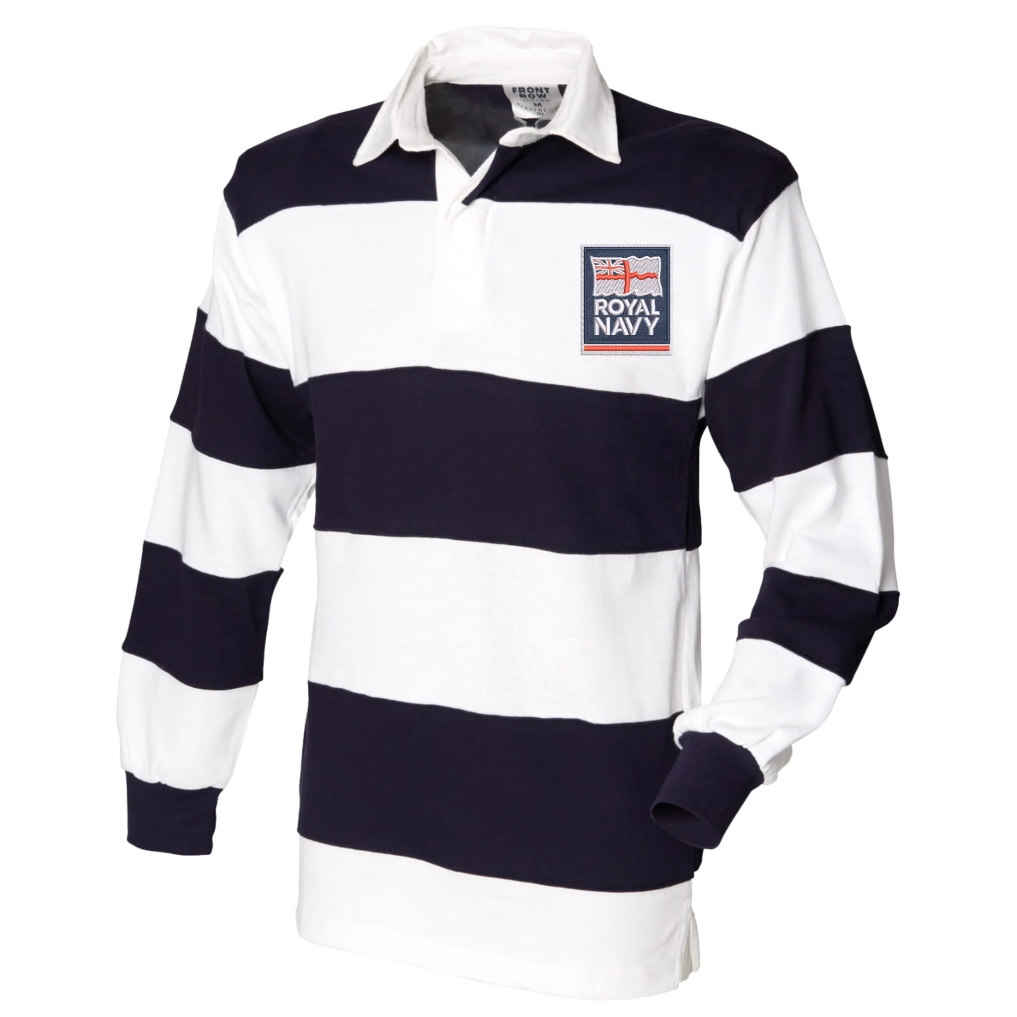 Royal Navy Front Row Sewn Stripe Long Sleeve Rugby Shirt