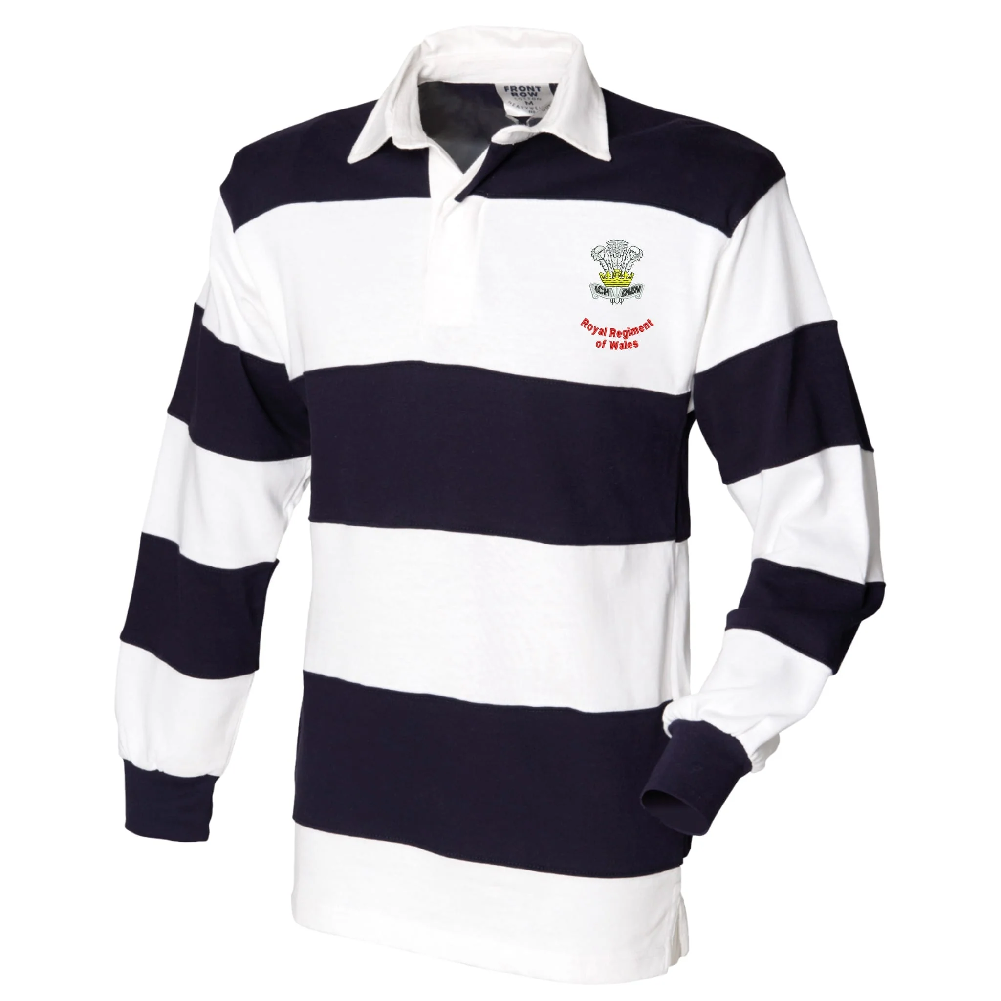 Royal Regiment of Wales Front Row Sewn Stripe Long Sleeve Rugby Shirt - Image 3