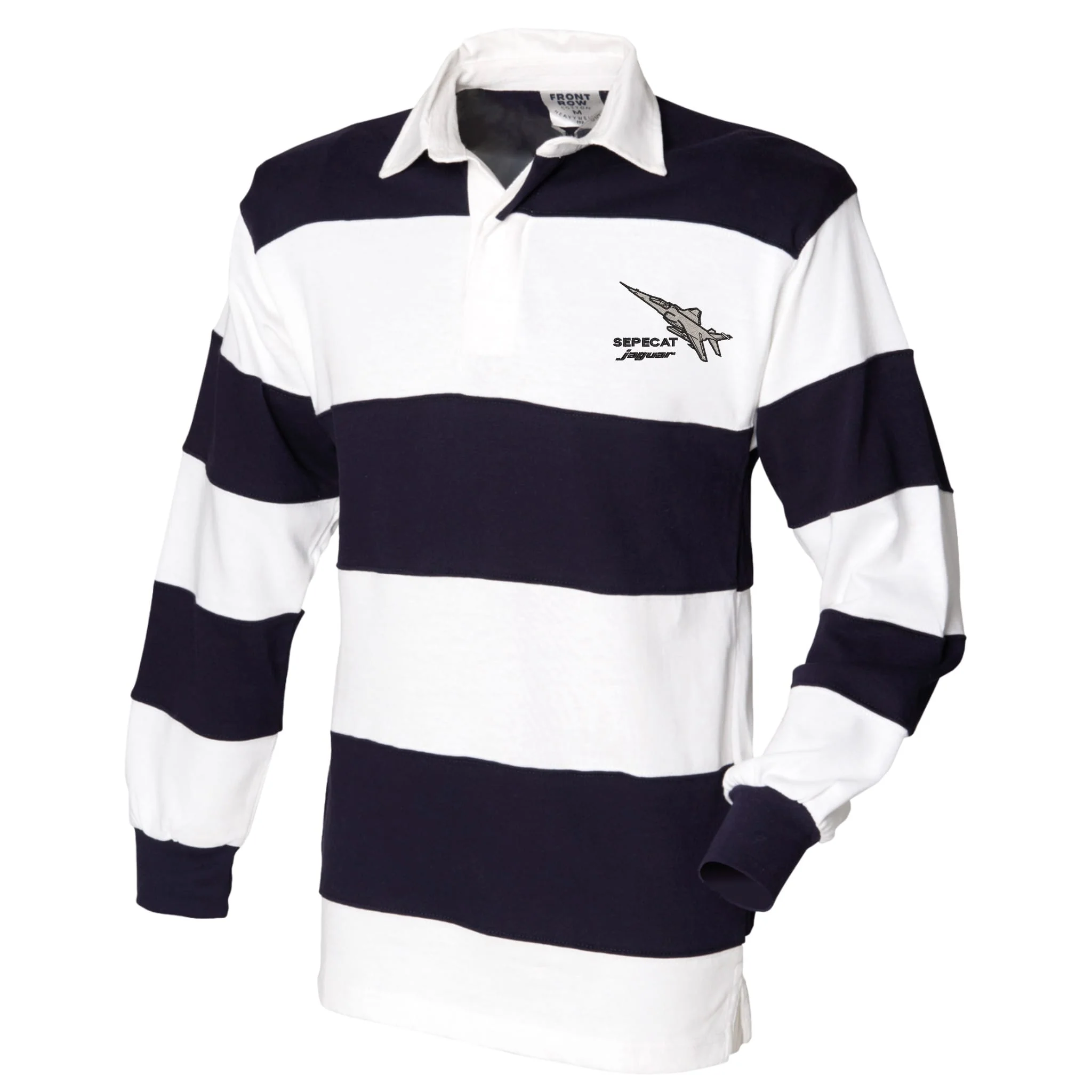 SEPECAT Jaguar Front Row Sewn Stripe Long Sleeve Rugby Shirt - Image 3