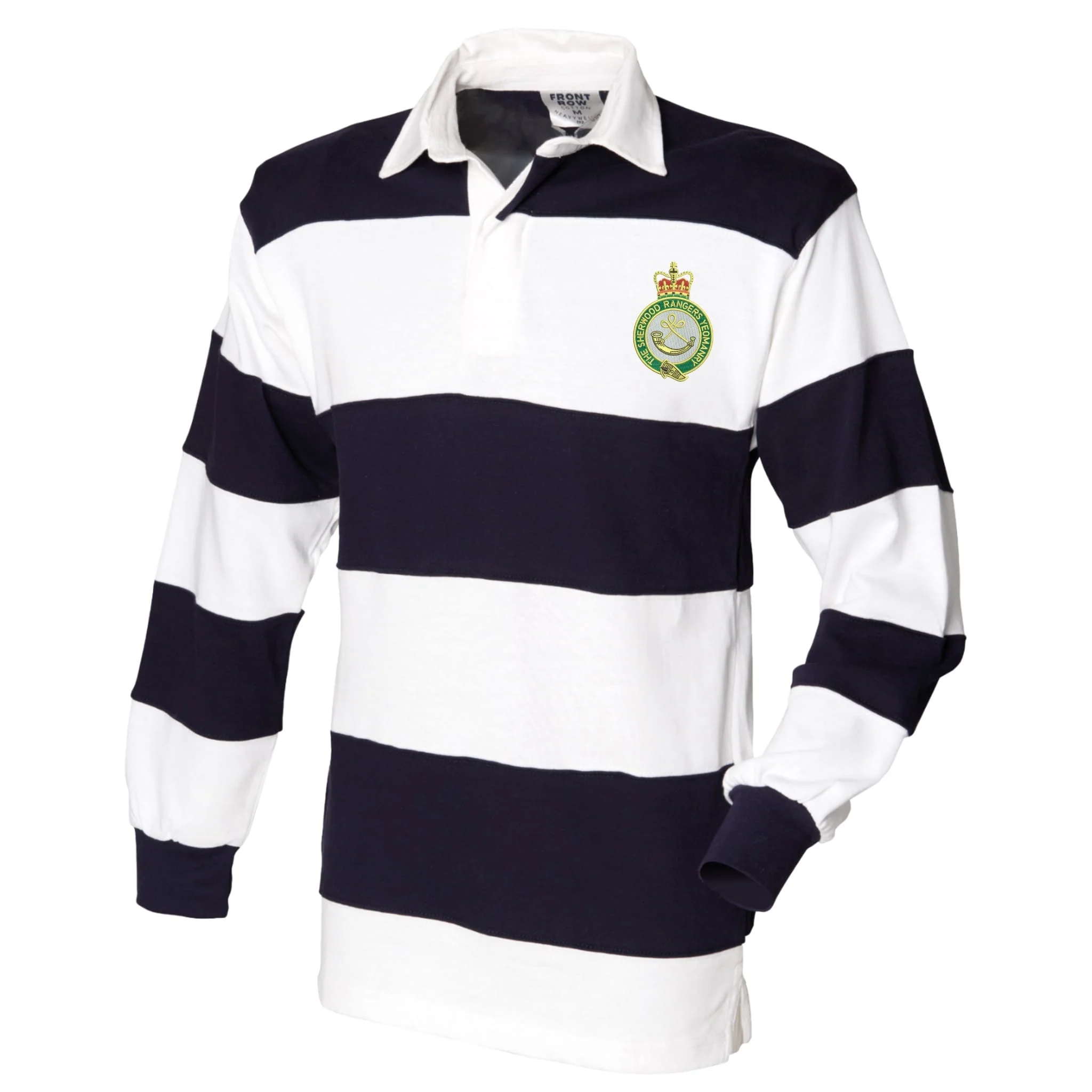 Sherwood Rangers Yeomanry Front Row Sewn Stripe Long Sleeve Rugby Shirt - Image 2
