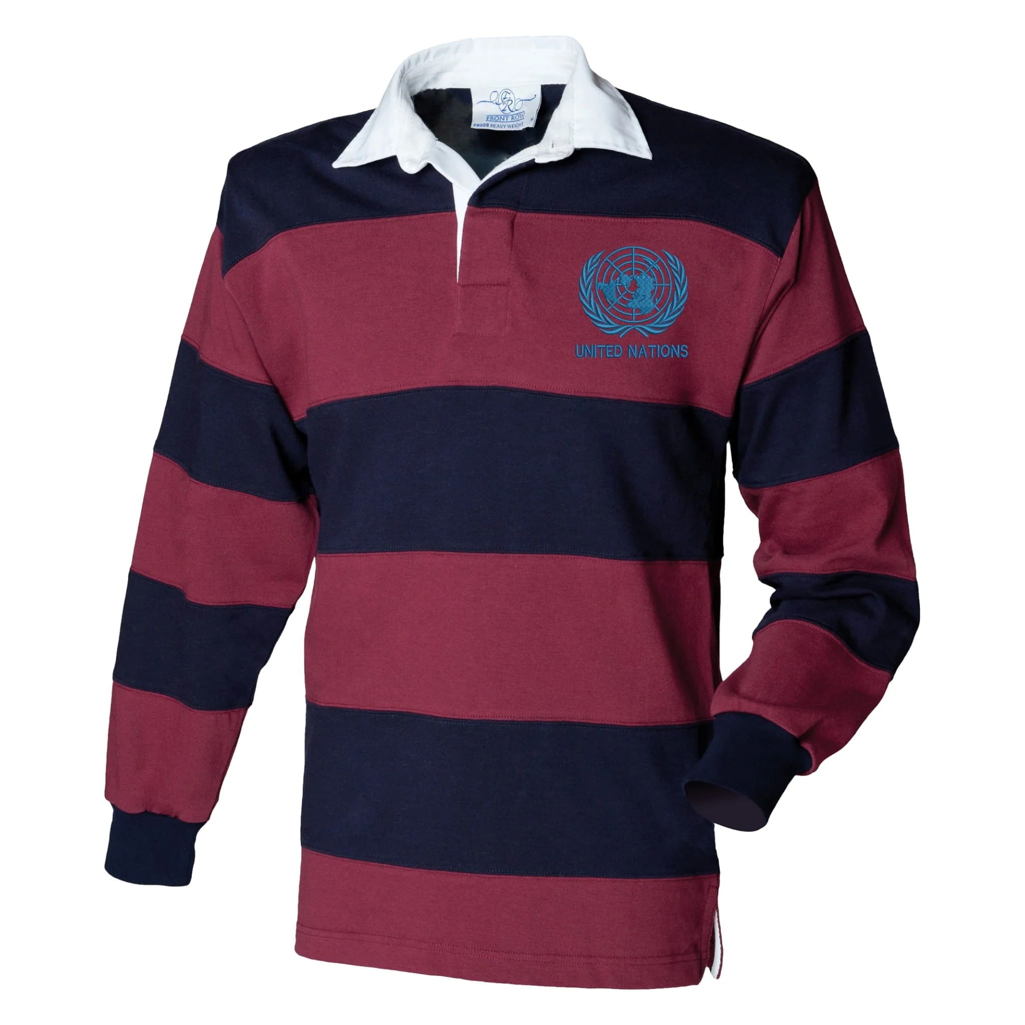 United Nations Front Row Sewn Stripe Long Sleeve Rugby Shirt - Image 4