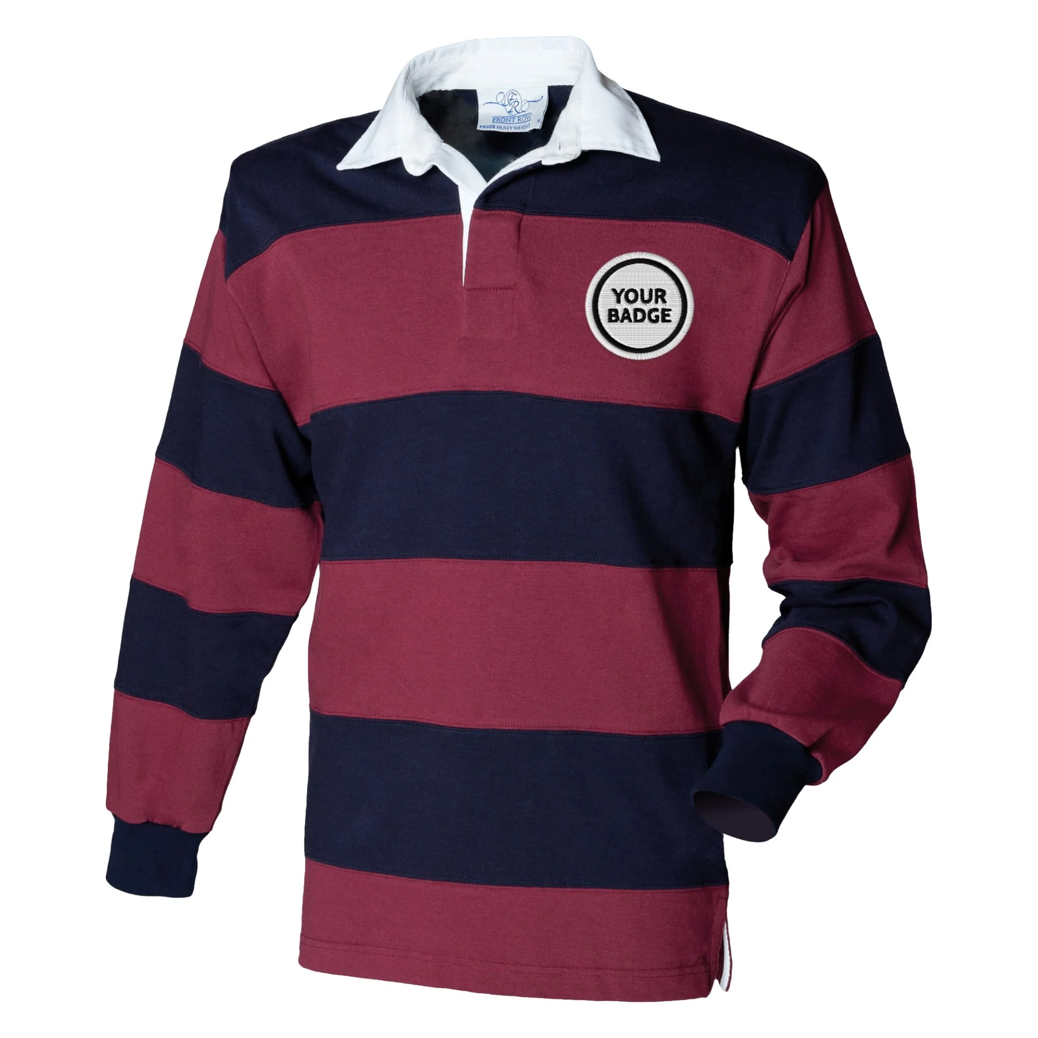 United States Military Front Row Sewn Stripe Long Sleeve Rugby Shirt - Image 4