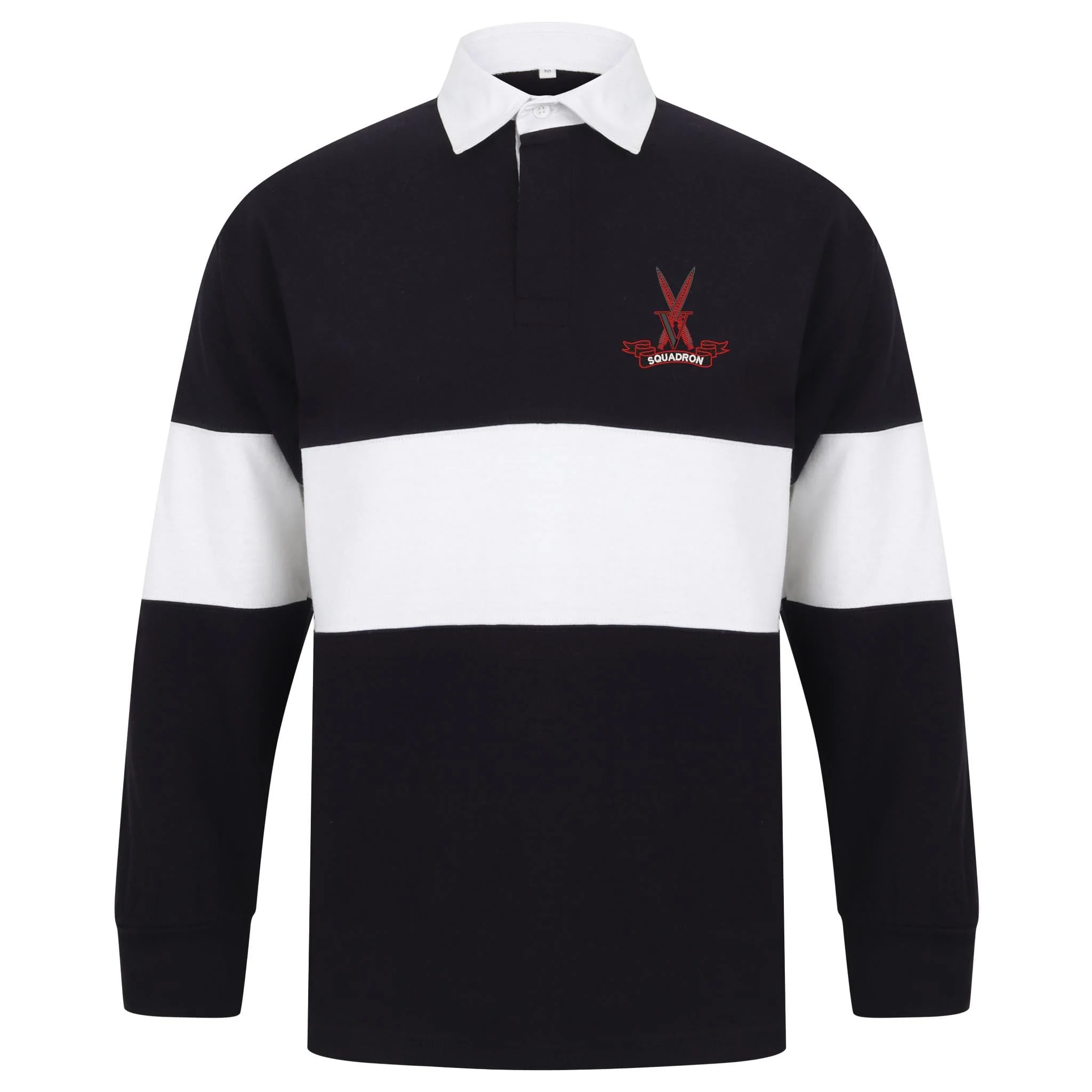 V Squadron Front Row Long Sleeve Panelled Rugby Shirt - Image 3