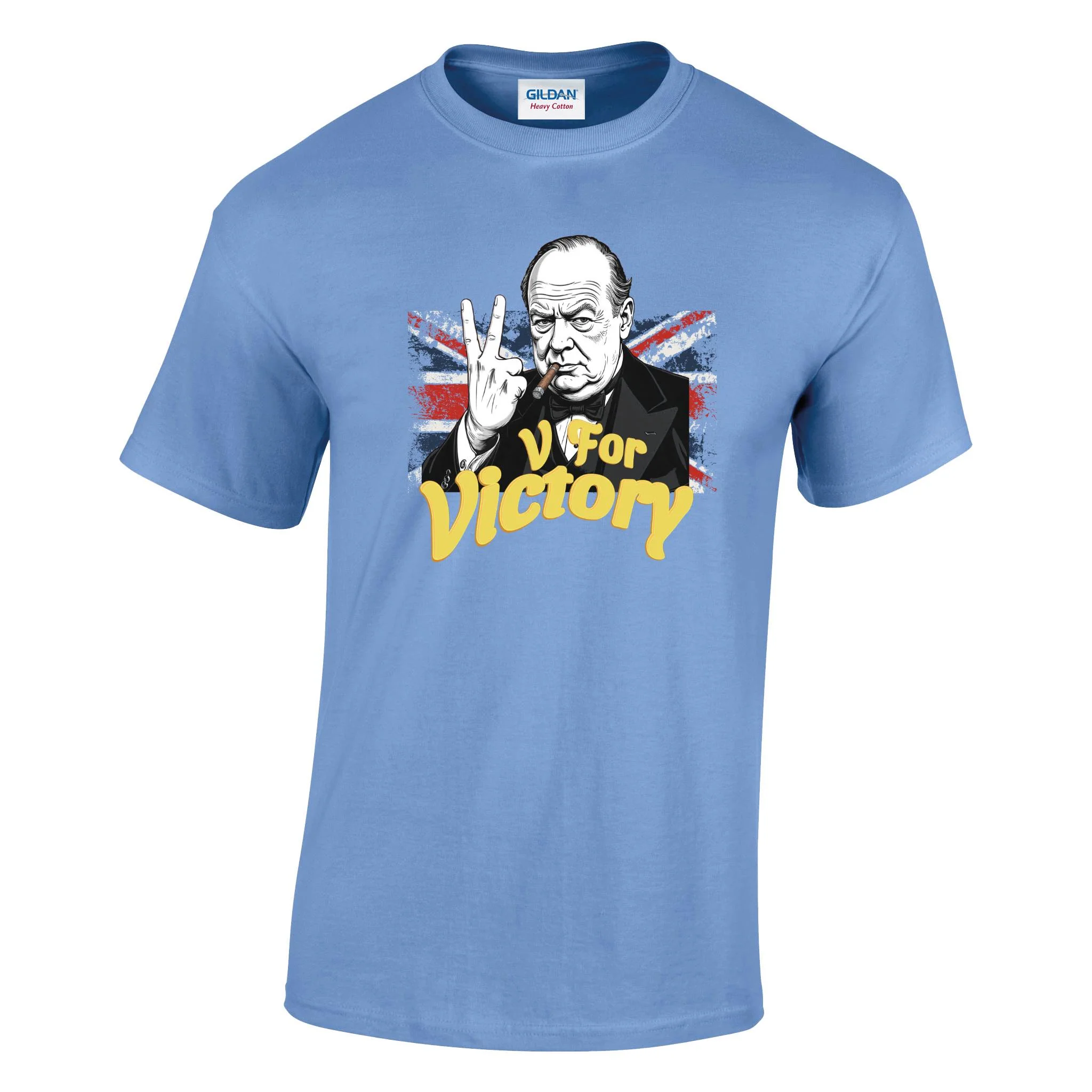 V For Victory Churchill Flag Printed T-Shirt