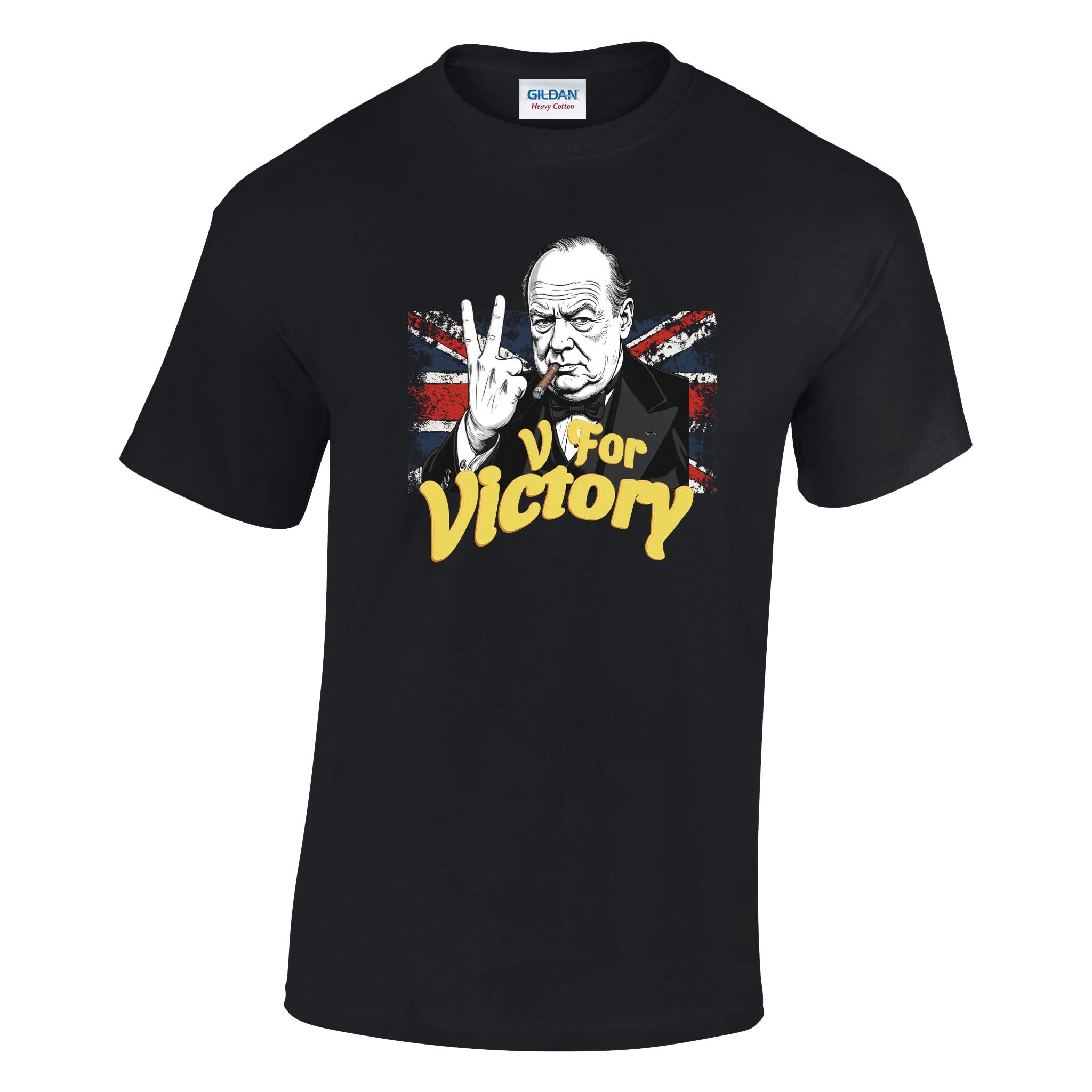 V For Victory Churchill Flag Printed T-Shirt - Image 2