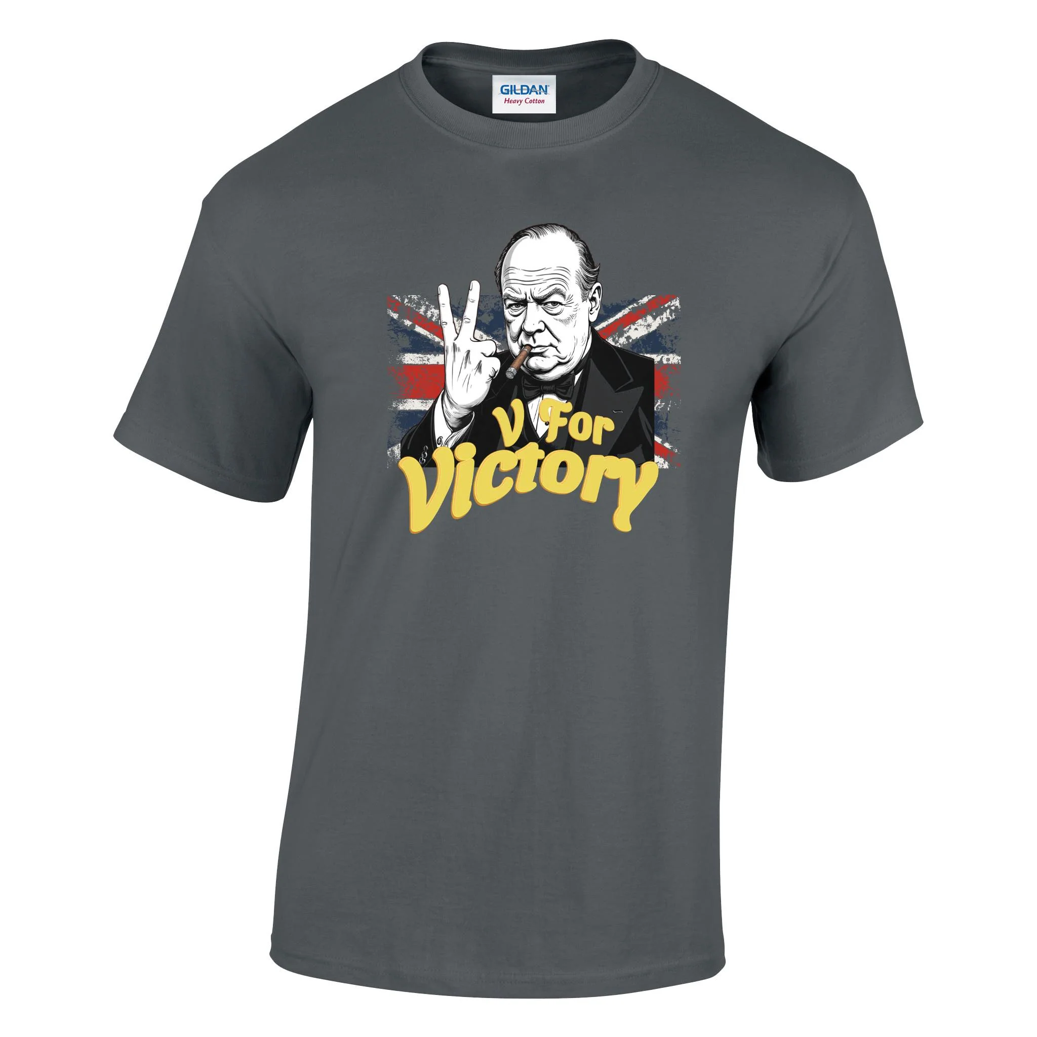 V For Victory Churchill Flag Printed T-Shirt - Image 3