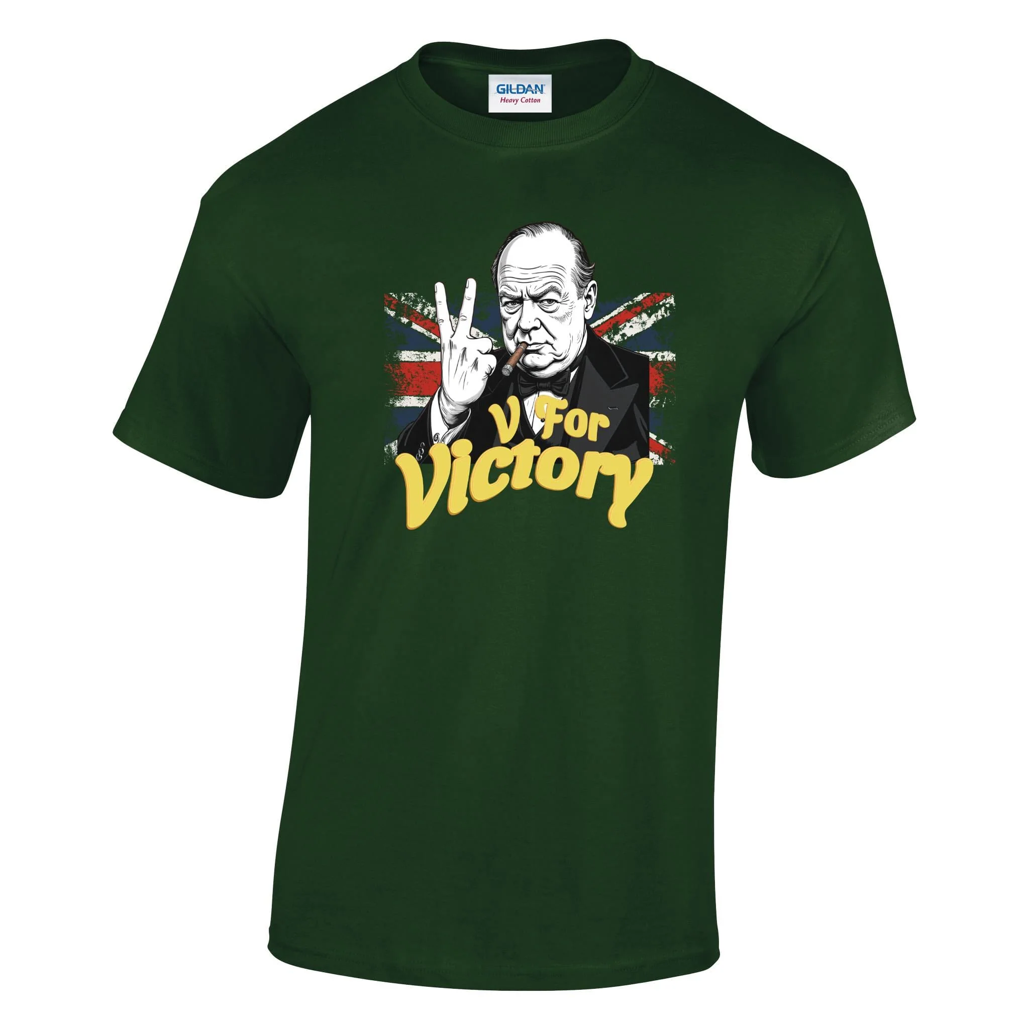 V For Victory Churchill Flag Printed T-Shirt - Image 4