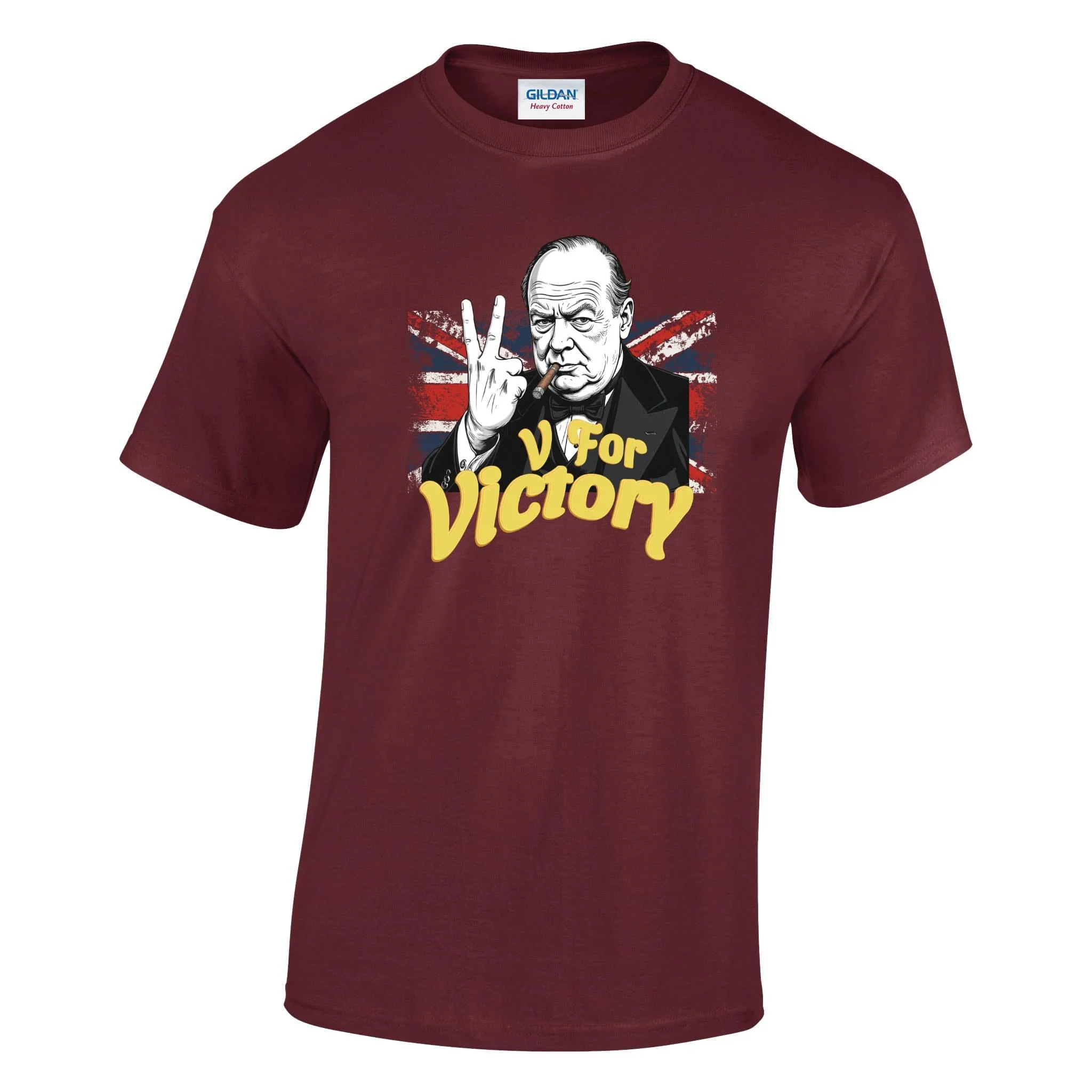 V For Victory Churchill Flag Printed T-Shirt - Image 5
