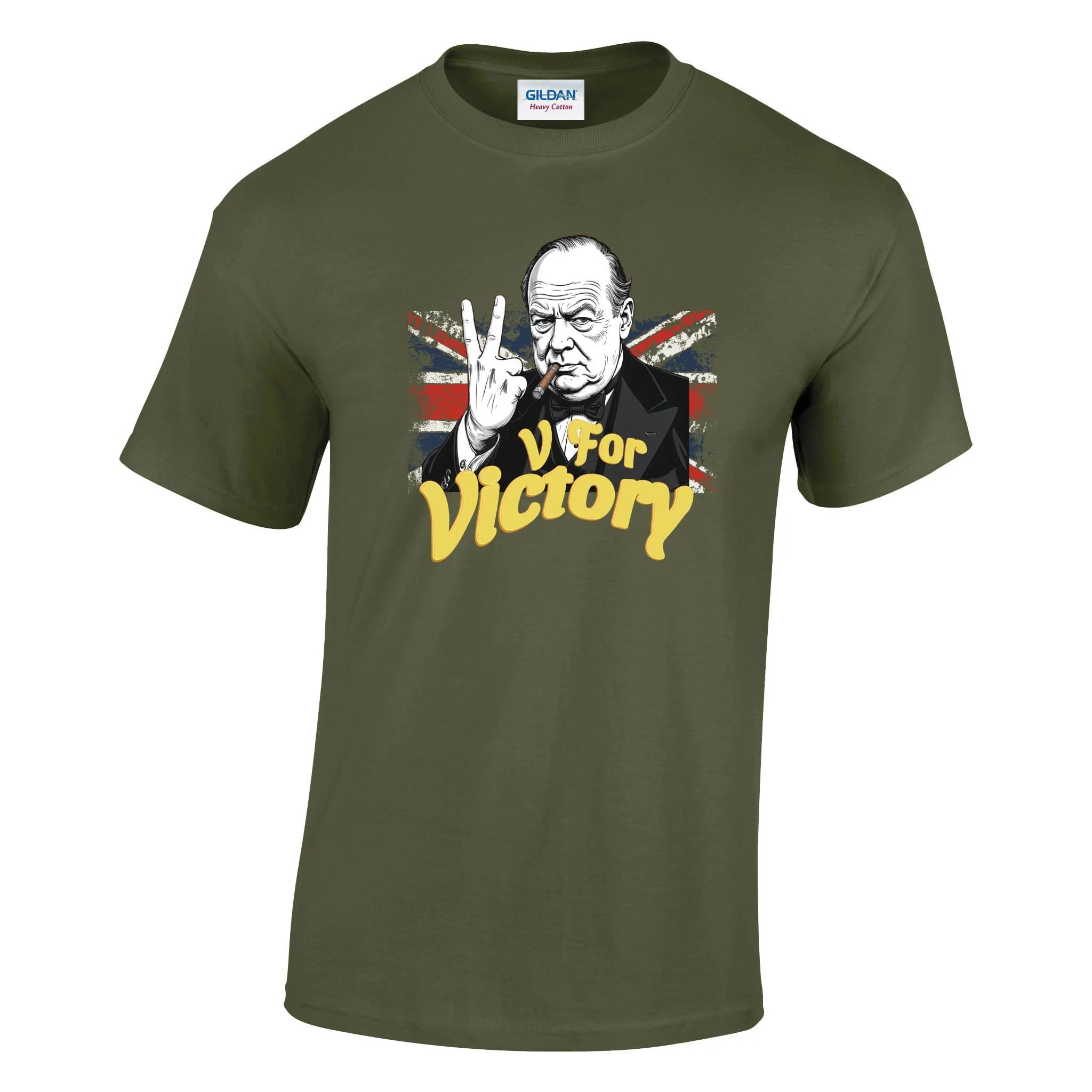V For Victory Churchill Flag Printed T-Shirt - Image 6