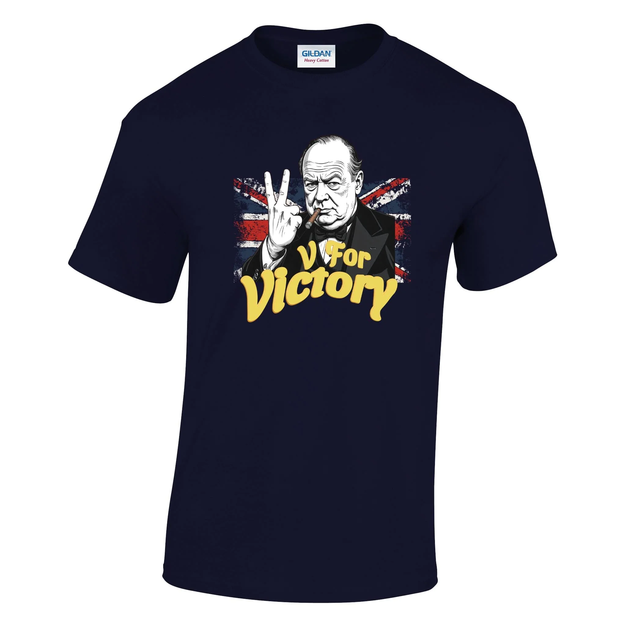V For Victory Churchill Flag Printed T-Shirt - Image 7