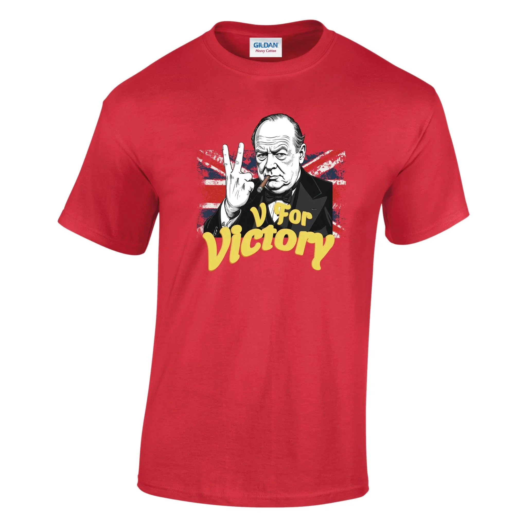 V For Victory Churchill Flag Printed T-Shirt - Image 8