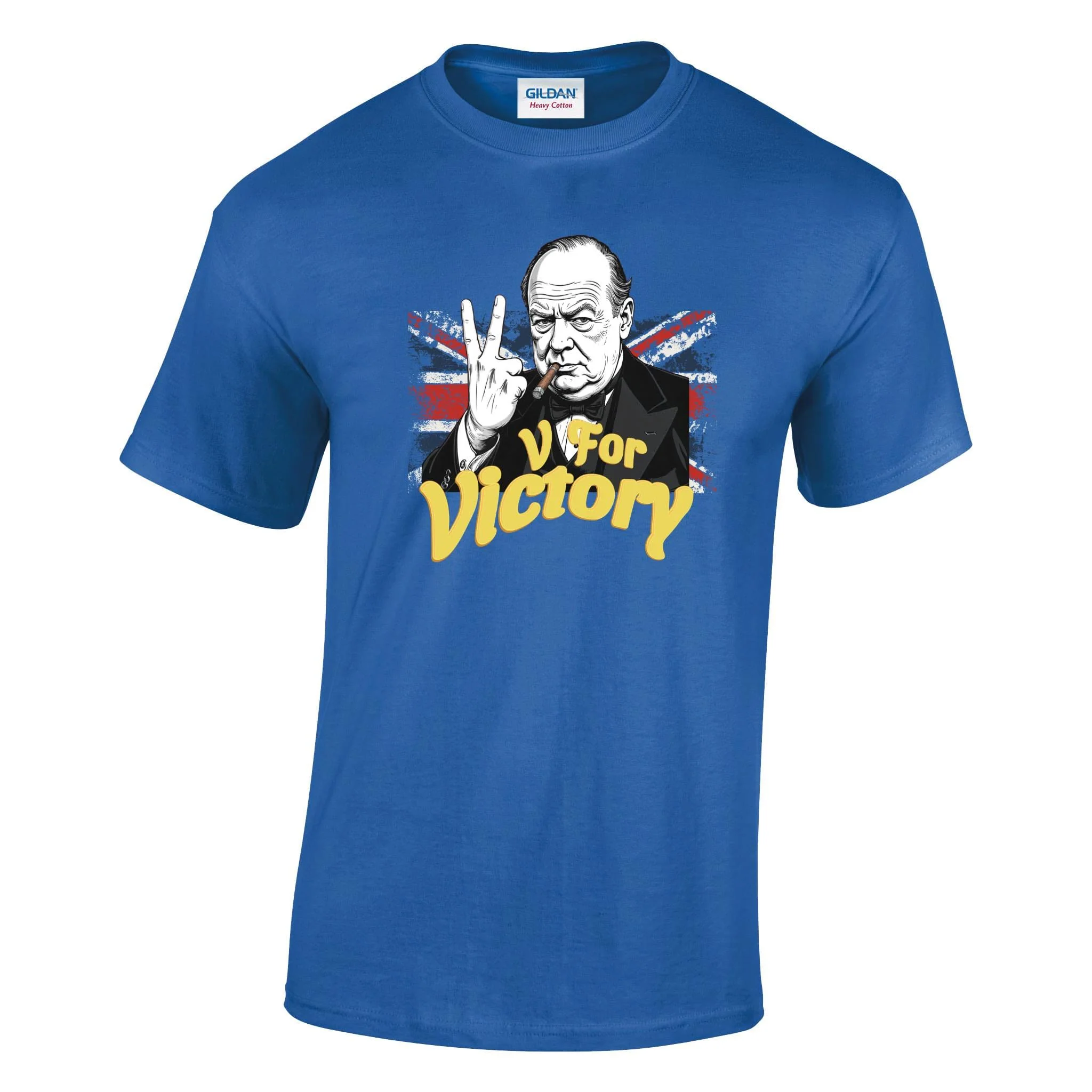 V For Victory Churchill Flag Printed T-Shirt - Image 9