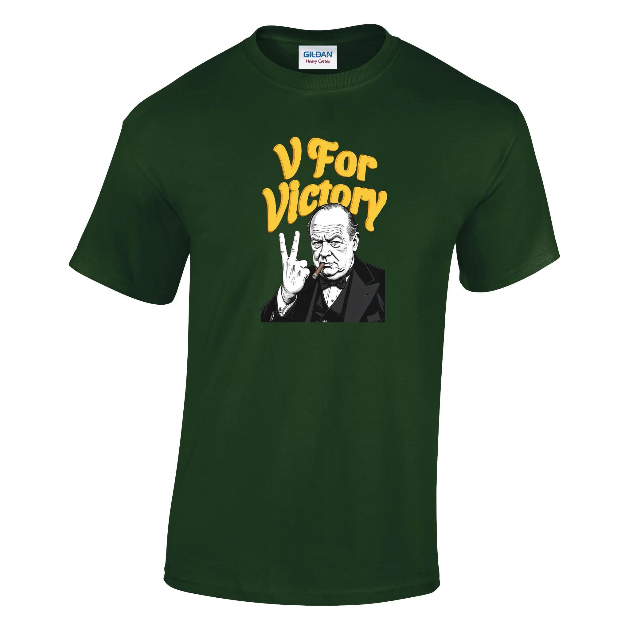 V For Victory Churchill Printed T-Shirt - Image 5