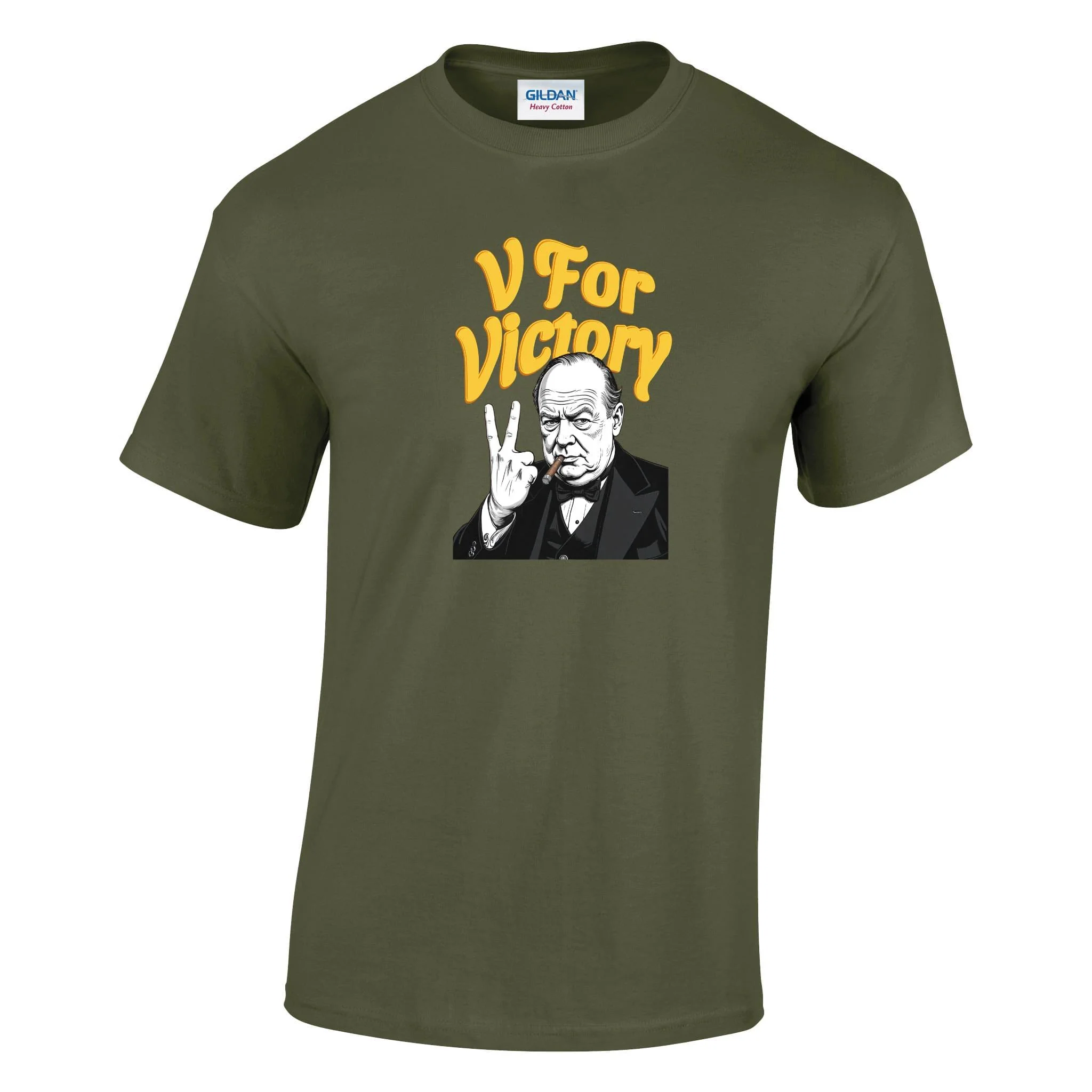V For Victory Churchill Printed T-Shirt - Image 6