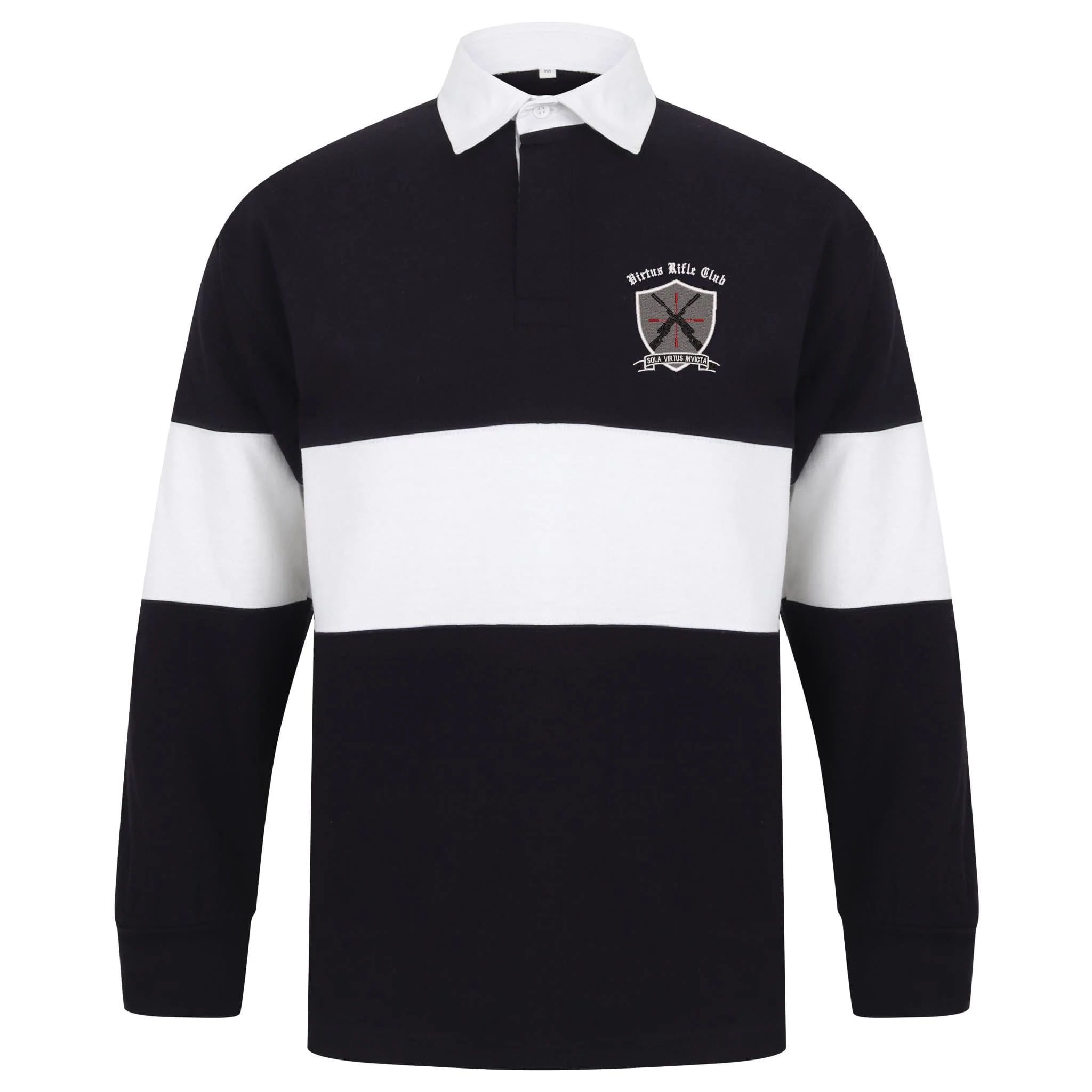 Virtus Rifle Club Front Row Long Sleeve Panelled Rugby Shirt - Image 3