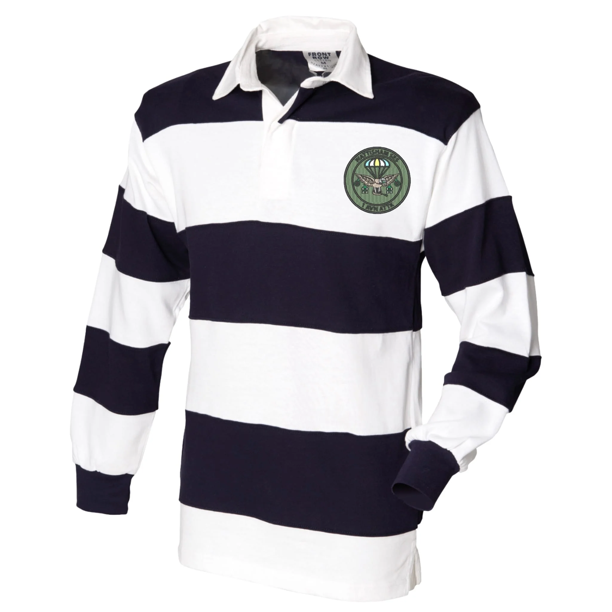 Wattisham SES 1 Avn Attk Front Row Sewn Stripe Long Sleeve Rugby Shirt - Image 3